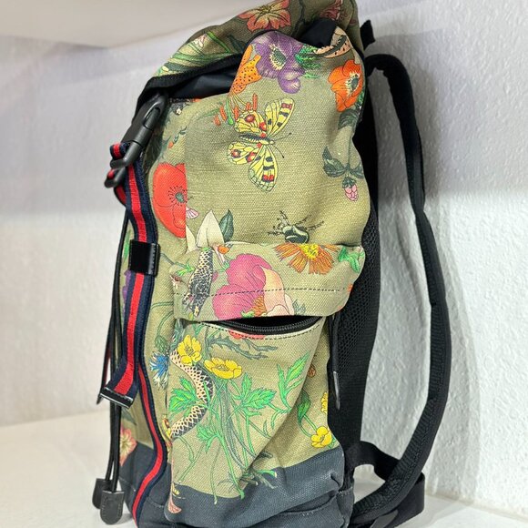 Gucci Green Limited Edition Backpack With Flore - Picture 5 of 9